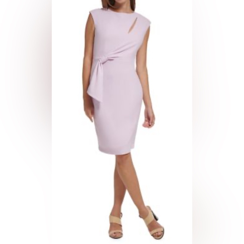 Calvin Klein Lavender Pink Asymmetrical Scuba Crepe Cut-out Dress Sz 10